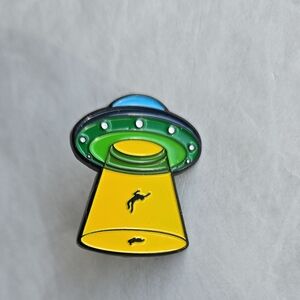 Modern Abducted by Aliens Lapel Pin Space Ship Pinback Collectable Fashion